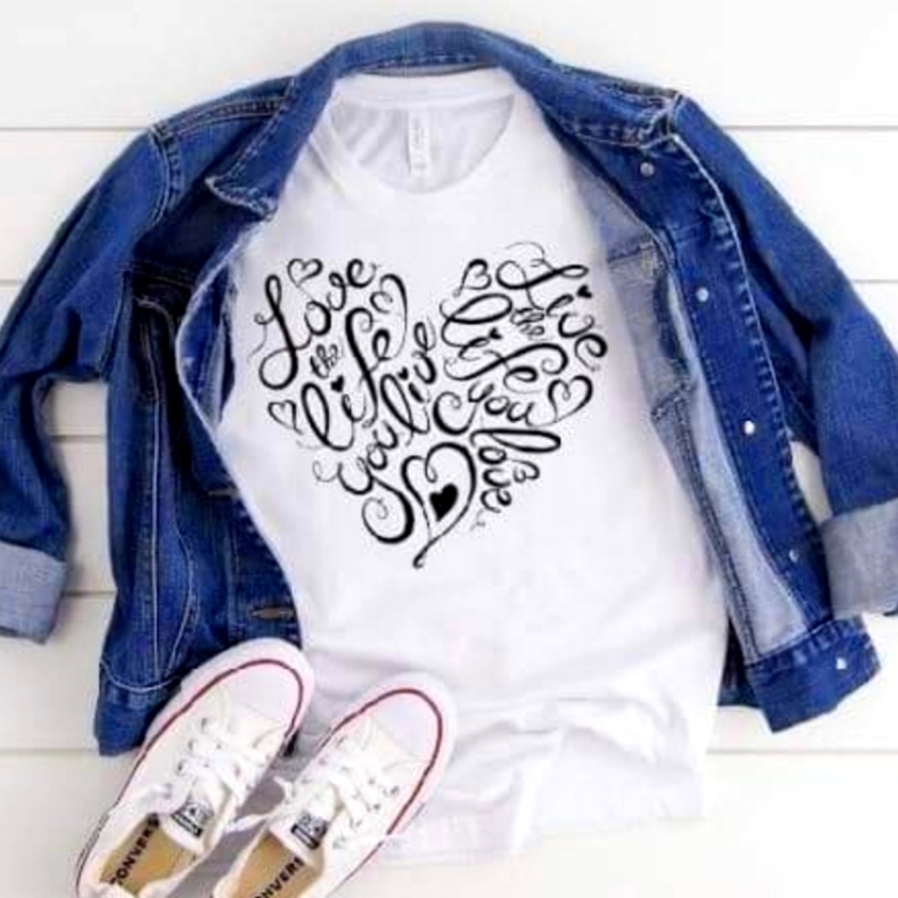 Love the Life You Live Graphic T-shirt New You pick size S- XL
